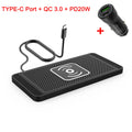 15W Qi Wireless Car Charger Pad – Fast Wireless Charging Silicone Non-Slip Phone Holder for Smartphones