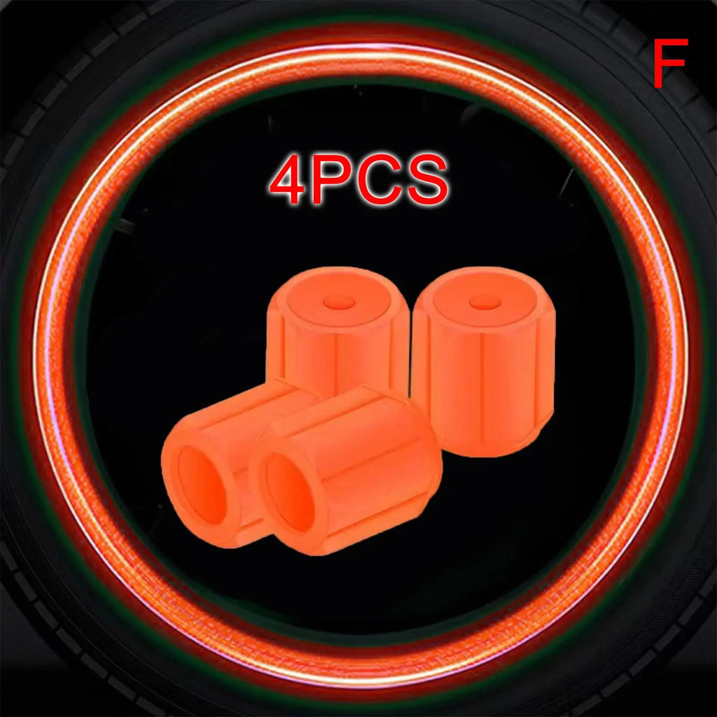 4-Pack Luminous Tire Valve Stem Caps 16×12×12mm (0.63×0.47×0.47 in) Glow-in-the-Dark Rhinestone Wheel Caps for Car Motorcycle Bike