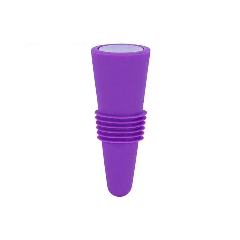 Silicone Wine Bottle Stopper with Stainless Steel Top - Leakproof Reusable Champagne & Beverage Sealer