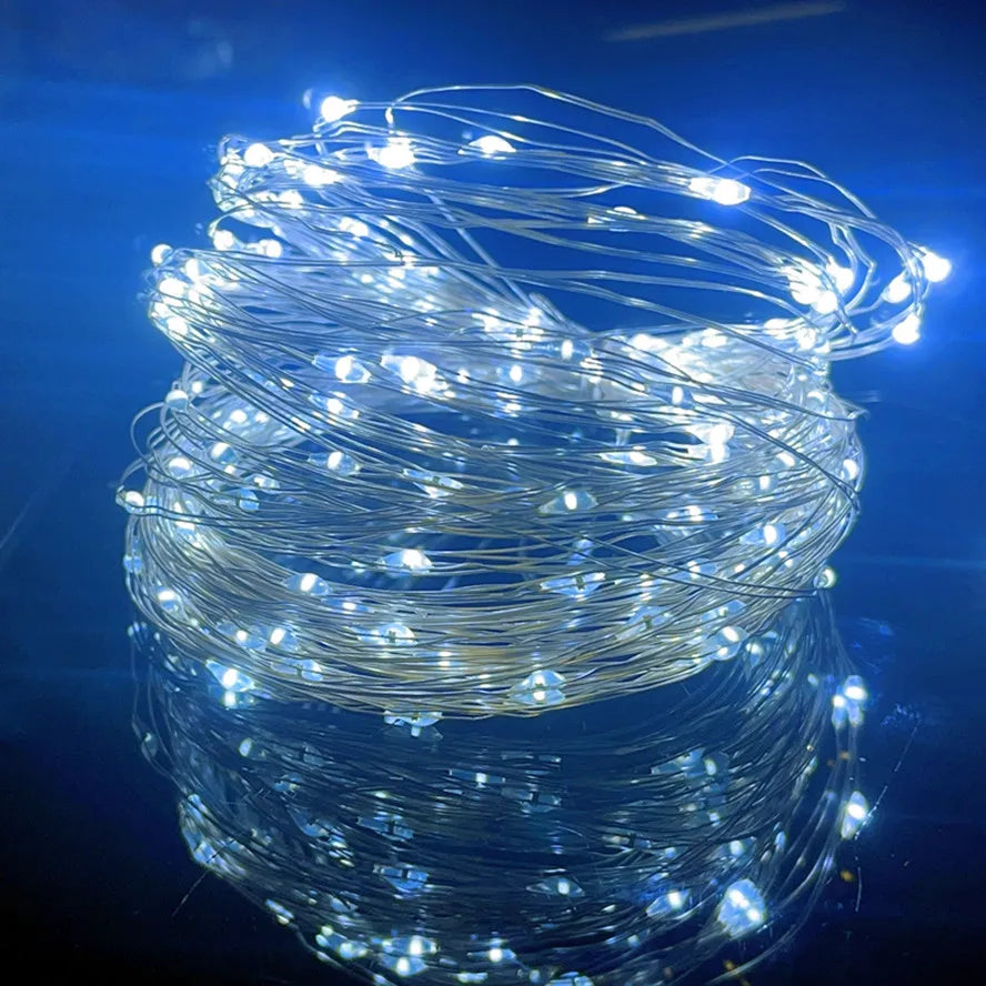 USB Powered Silver Wire Fairy Lights - Waterproof LED String Lights (1–20 m / 3.3–65.6 ft) Warm White Multicolor for Christmas, Wedding & Party