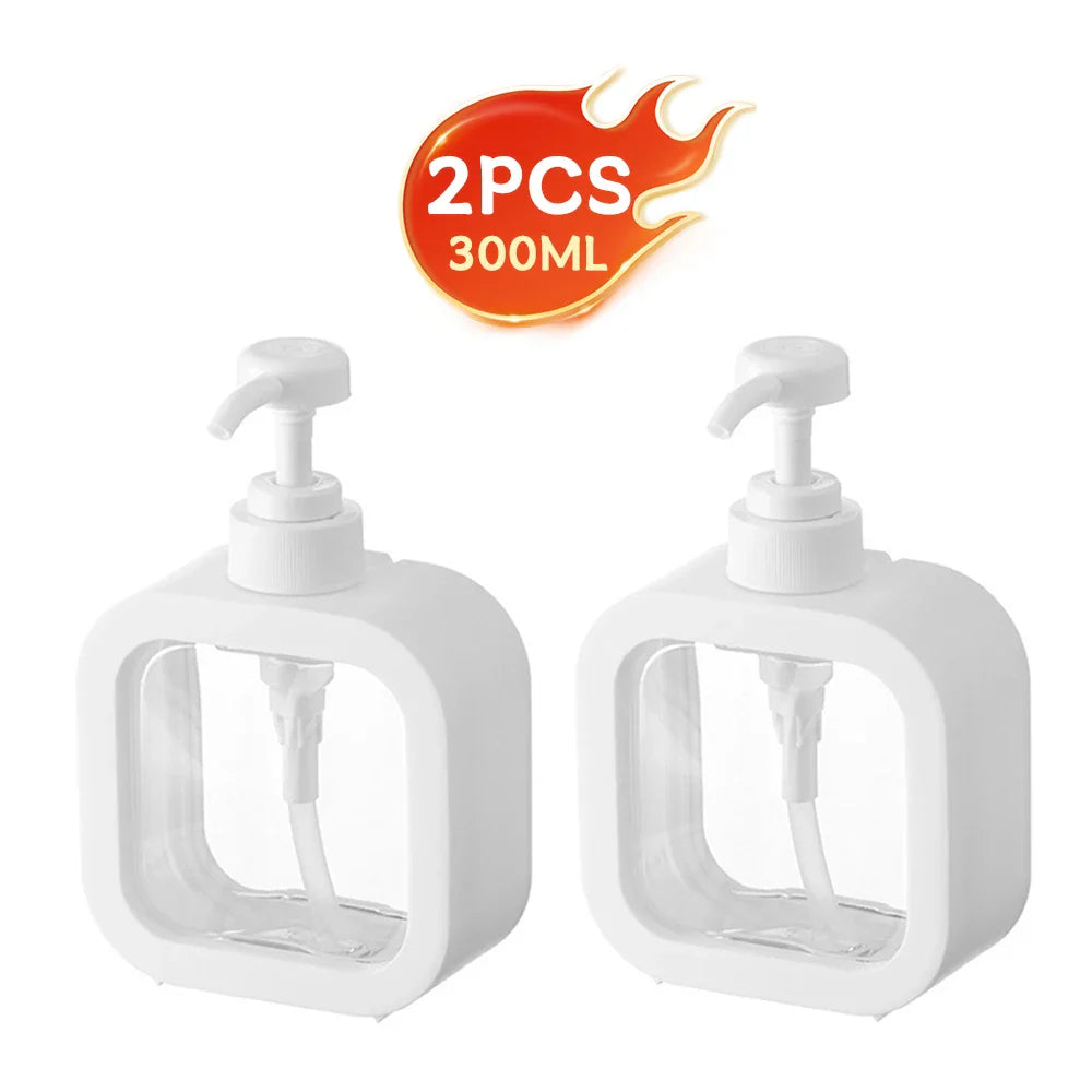 Large-Capacity Refillable Soap Dispenser Bottle – Clear Plastic Pump, 1 or 2 Pack for Travel, Kitchen & Bathroom