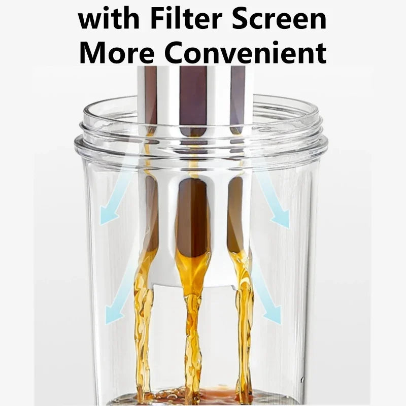 1L (33.8 fl oz) Manual Cold Brew Coffee Maker Bottle with Handle - Portable Tea & Fruit Infuser