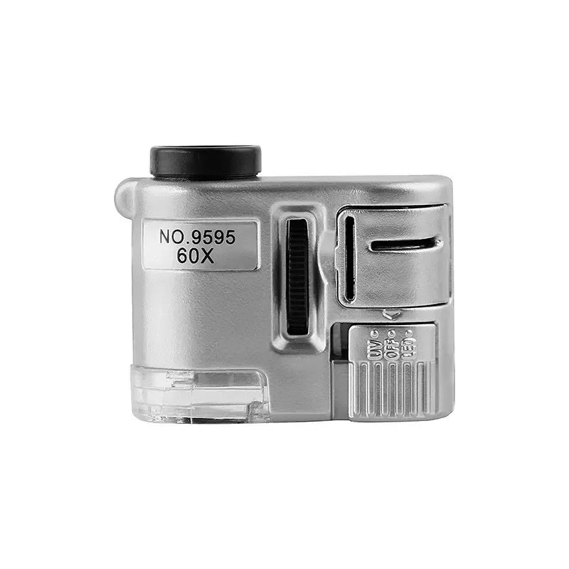60x Handheld Pocket Magnifier with LED & UV Light Portable Jeweler Loupe