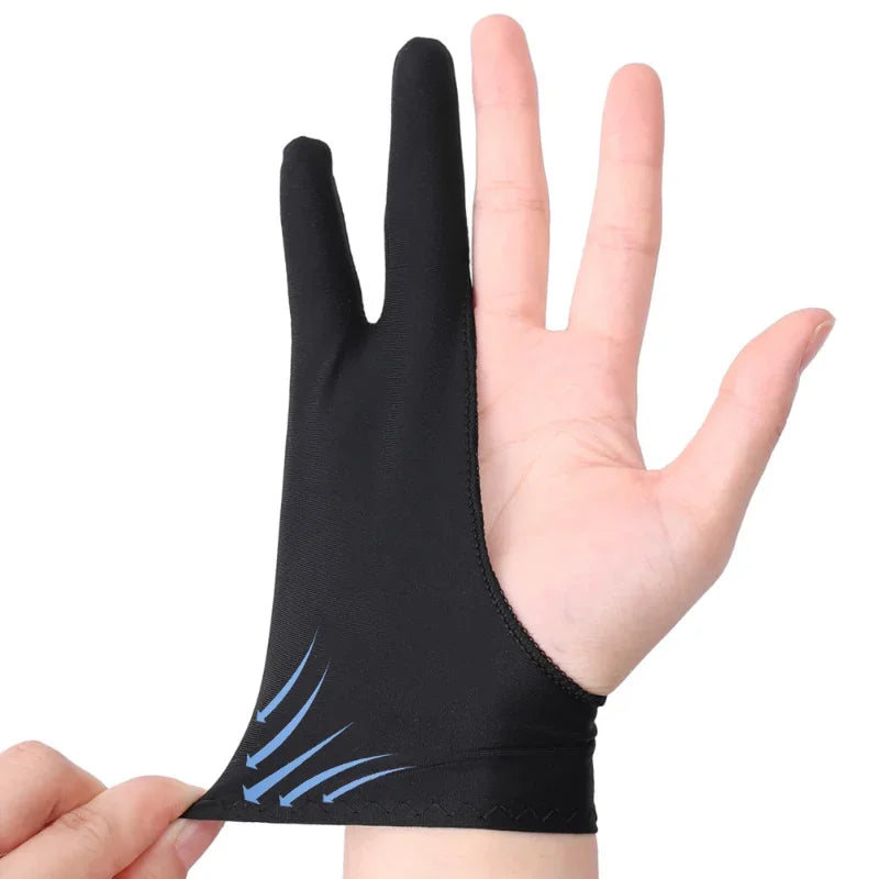 Two-Finger Artist Drawing Glove – Anti-Friction Palm Rejection for Graphics Tablets, iPad & Stylus