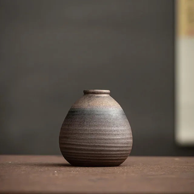 Handmade Antique Ceramic Vases - Modern Minimalist Tabletop Vase for Living Room, Shelf & Mantel