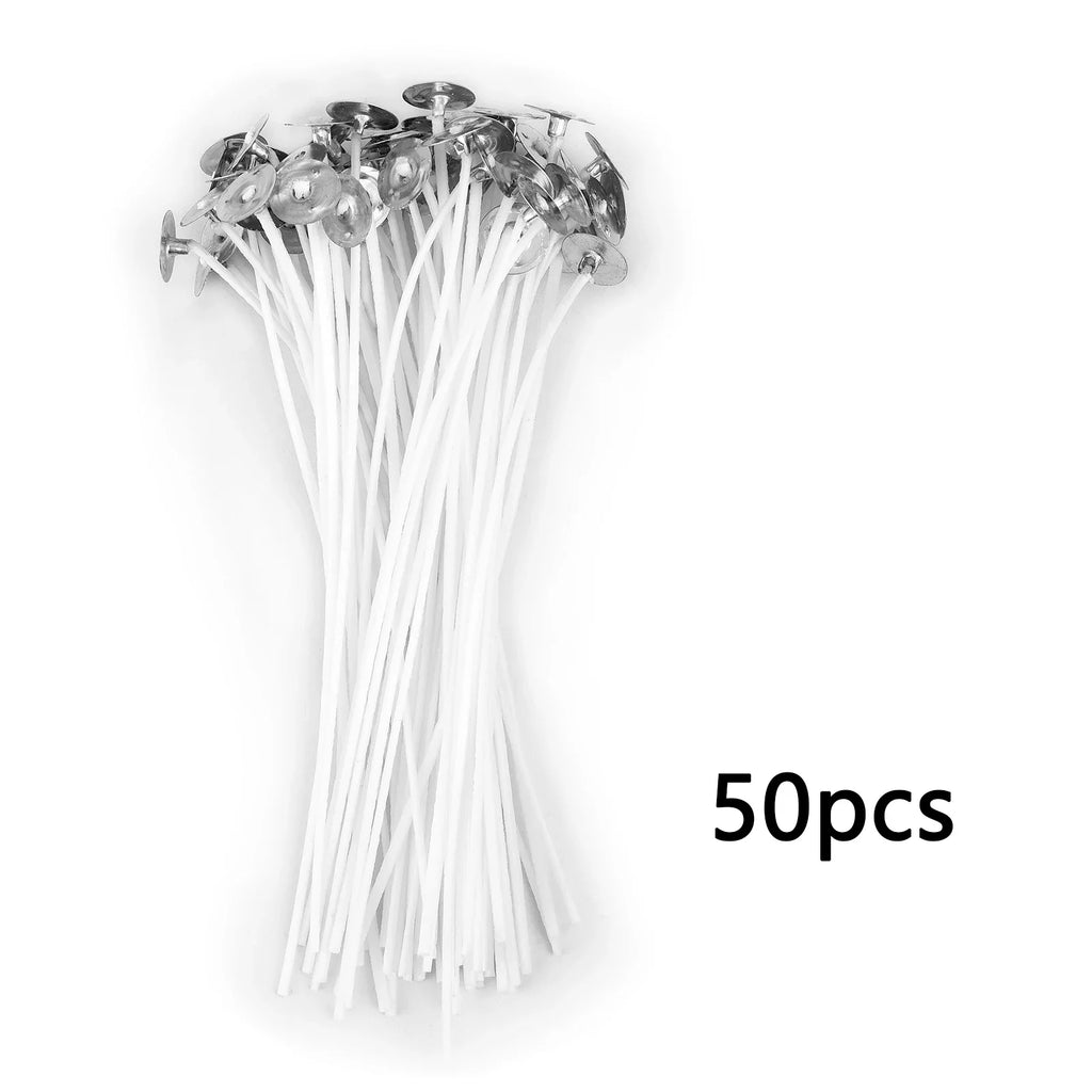 Pre-Waxed Pure Cotton Candle Wicks — 50/100 Pack, Smokeless DIY Candle Wicks, Multiple Lengths 2.6–20 cm (1.0–7.9 in)