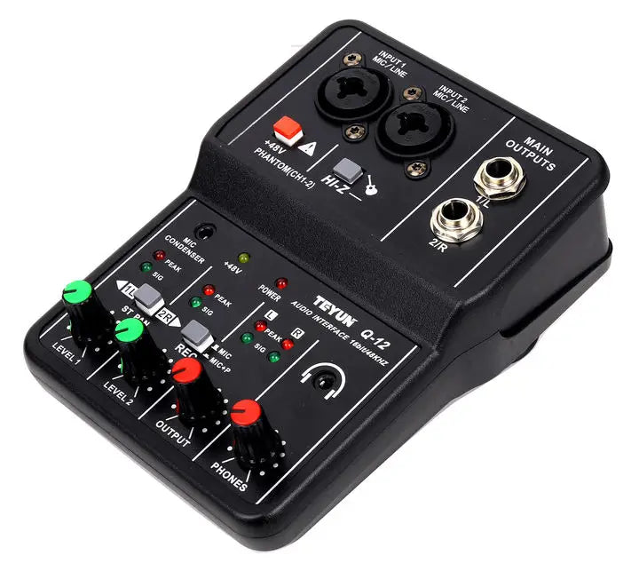 Professional USB Audio Interface Mixer — Live Preamplifier Sound Card for Studio Recording, Channel Monitoring, Guitar & Vocals