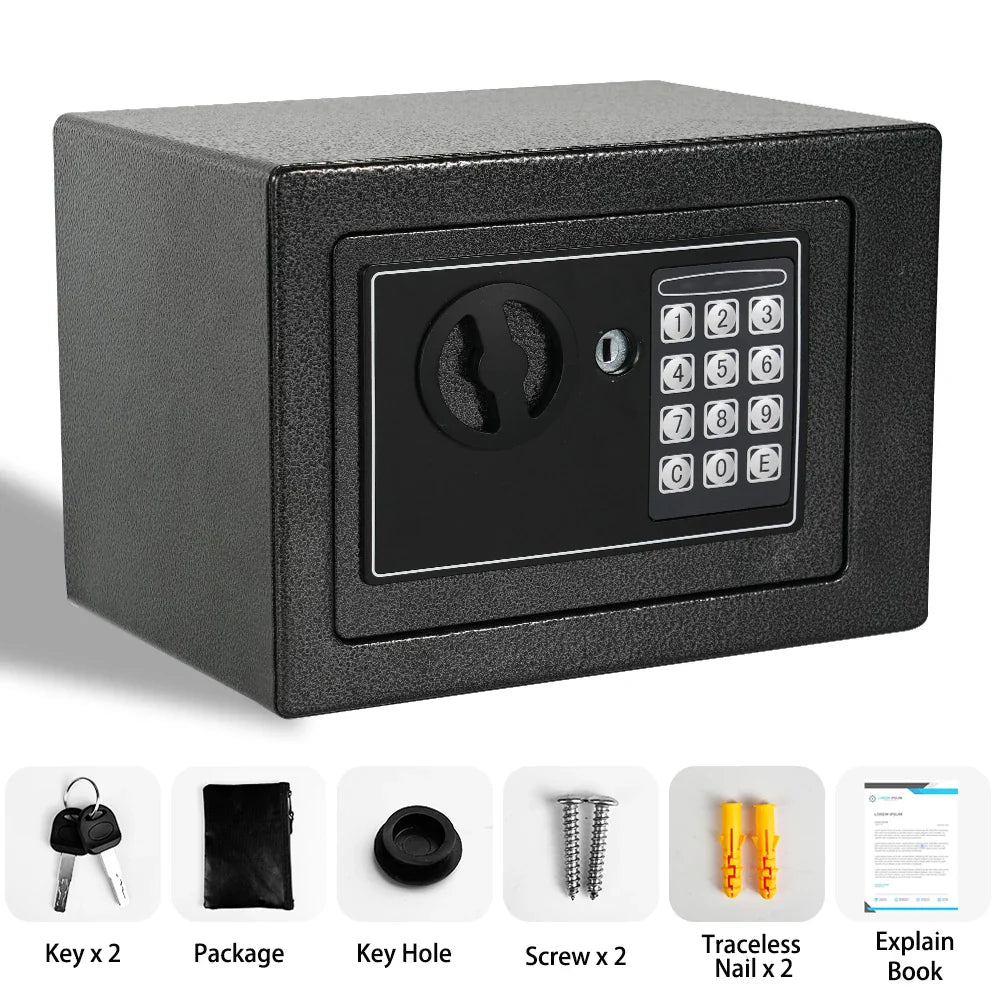 Fireproof Home Safe with Digital Keypad, Sensor Light and Adjustable Shelf - Secure Money Bag Storage