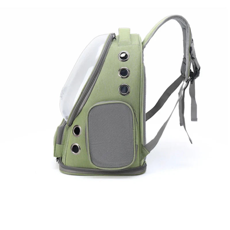 Transparent Foldable Pet Carrier Backpack – 42 x 27 x 34 cm (16.5 x 10.6 x 13.4 in) Clear Cat & Small Dog Travel Bag with Shoulder Strap