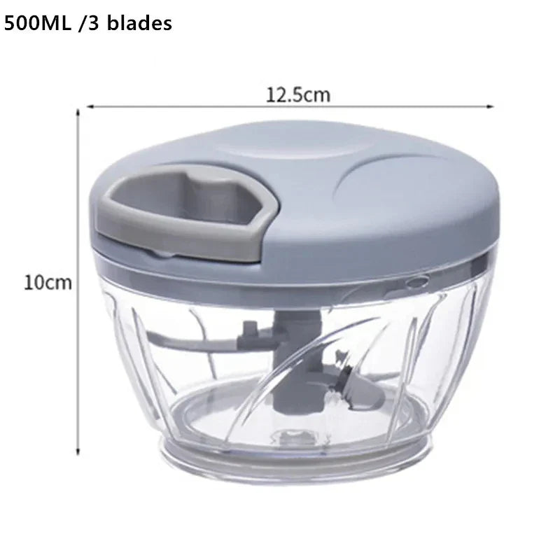 Manual Food Chopper 500ml (17 fl oz) / 900ml (30.4 fl oz) Hand-Pull Garlic Press & Meat Mincer — Vegetable Grinder Onion Cutter