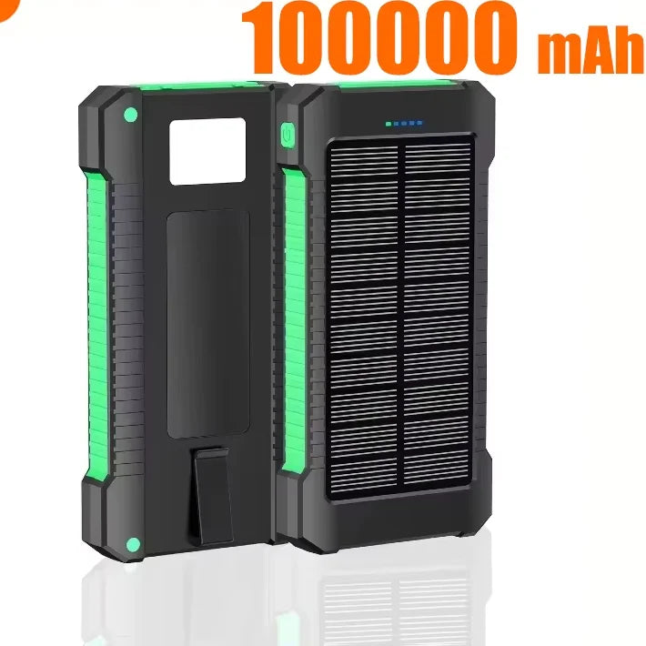 Waterproof Solar Power Bank 50,000/100,000/200,000mAh Dual USB PD 20W & 120W Fast Charge Portable Charger with LED Display & Flashlight for Camping & Travel