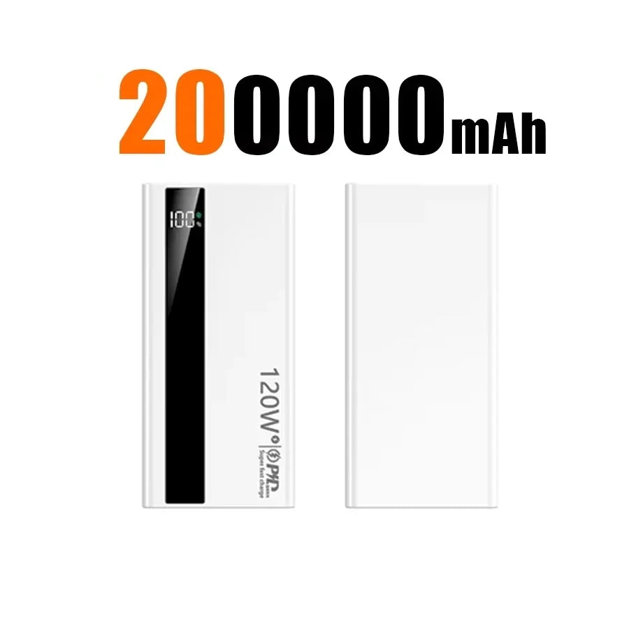 500000mAh 120W Portable Power Bank USB-C & USB-A Fast Charging External Battery Pack with Digital Display