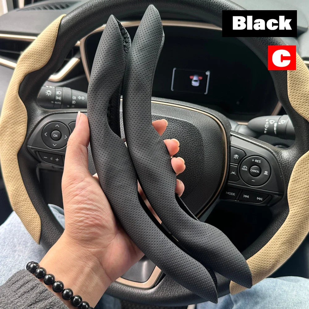 2-Pack Carbon Fiber Silicone Steering Wheel Covers 38 cm (15 in) Anti-Slip Universal Car Interior