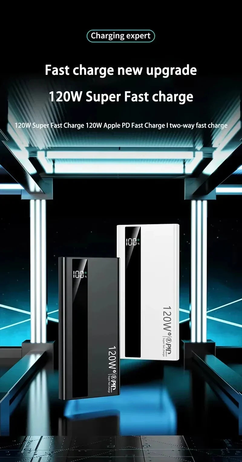 50000mAh 120W Magnetic Wireless Power Bank with LED Display – Portable Fast Charger USB-C/USB-A for iPhone, Samsung, iPad, Android