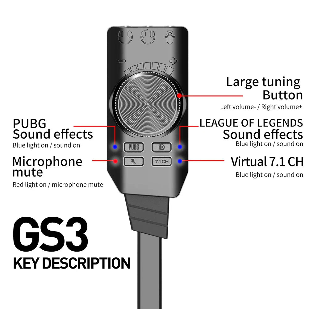 External USB 7.1 Channel Sound Card Adapter with Volume Control - 3.5mm Headset Jack for PC & Laptop