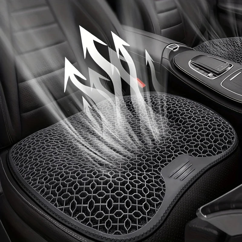 Gel Honeycomb Seat Cushion for Car & Office — Breathable Ergonomic Gel Pad, Machine Washable, 48×43×3 cm (19×17×1.2 in)