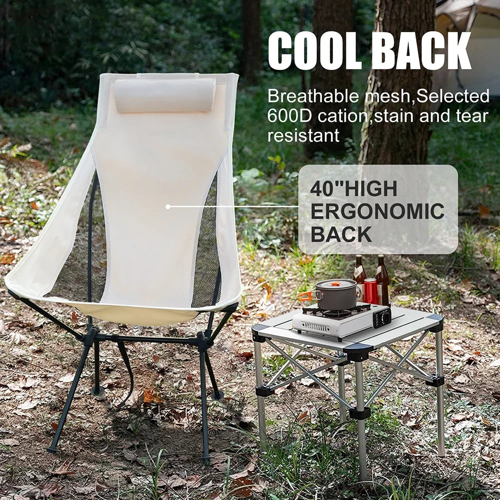 Portable Folding Camping Chair with Headrest – Lightweight Aluminum Alloy Travel & Fishing Chair