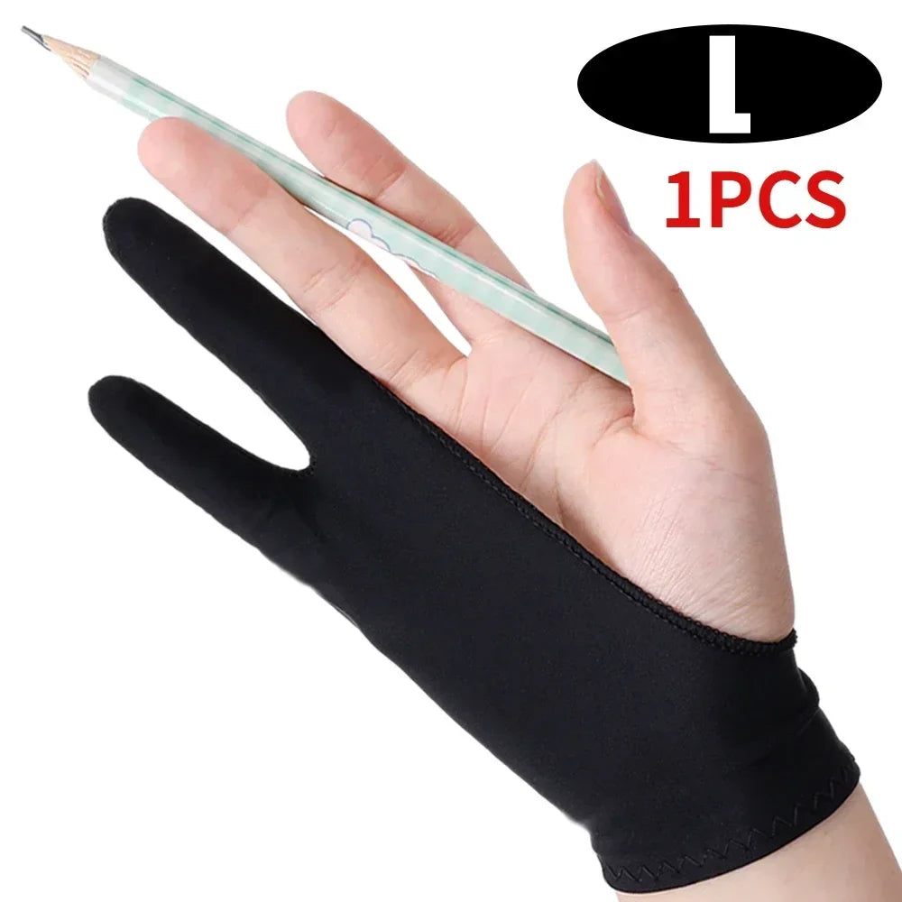 2-Finger Artist Drawing Glove for Tablet, Anti-Smudge Touchscreen Glove, Ambidextrous XS-S-M-L (14–18 x 19–22 cm / 5.5–7.1 x 7.5–8.7 in), 1/2/4-Pack