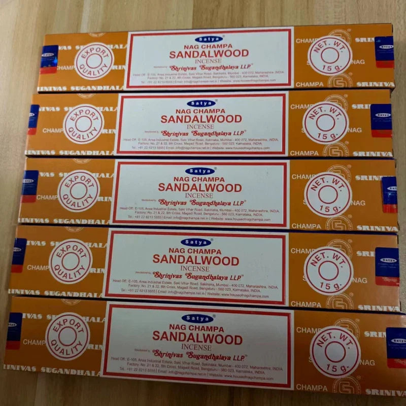 5-Box Nag Champa Incense Sticks — 50–60 Handmade Sticks (20 cm / 8 in) Sandalwood & White Sage Home Fragrance