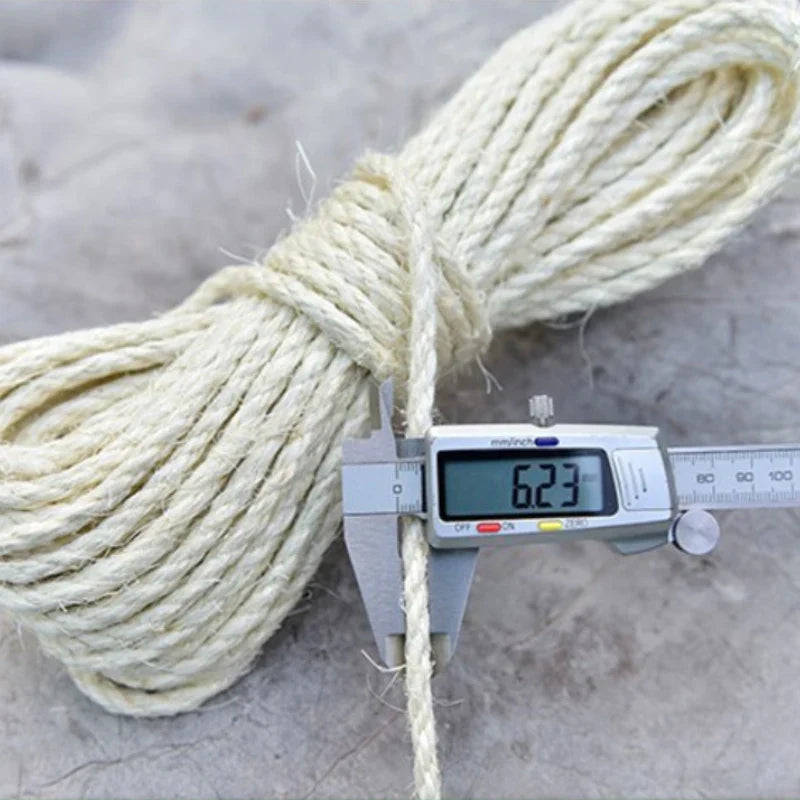 Natural Sisal Cat Scratching Rope for Cat Trees and Posts — 4mm/6mm x 10/20/50m (33/66/164ft)