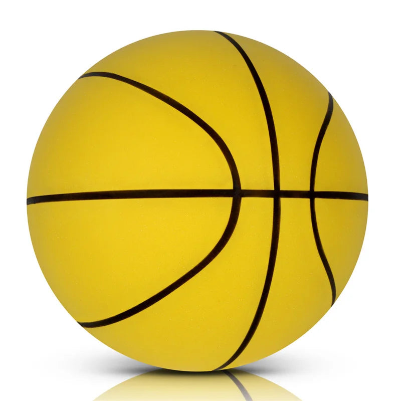 Silent Indoor Basketball Size 7 (24 cm / 9.45 in) Mute PU Foam Ball with Groove Lines High-Elastic