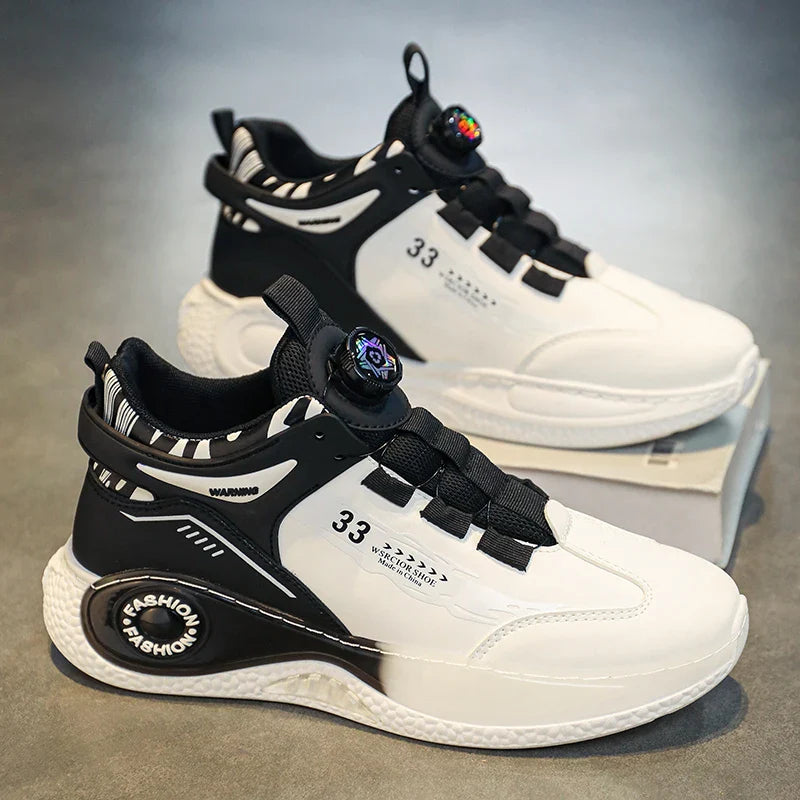 Men's Rotating Buckle Sneakers – Non-Slip Lace-Up Casual Outdoor Sports Shoes