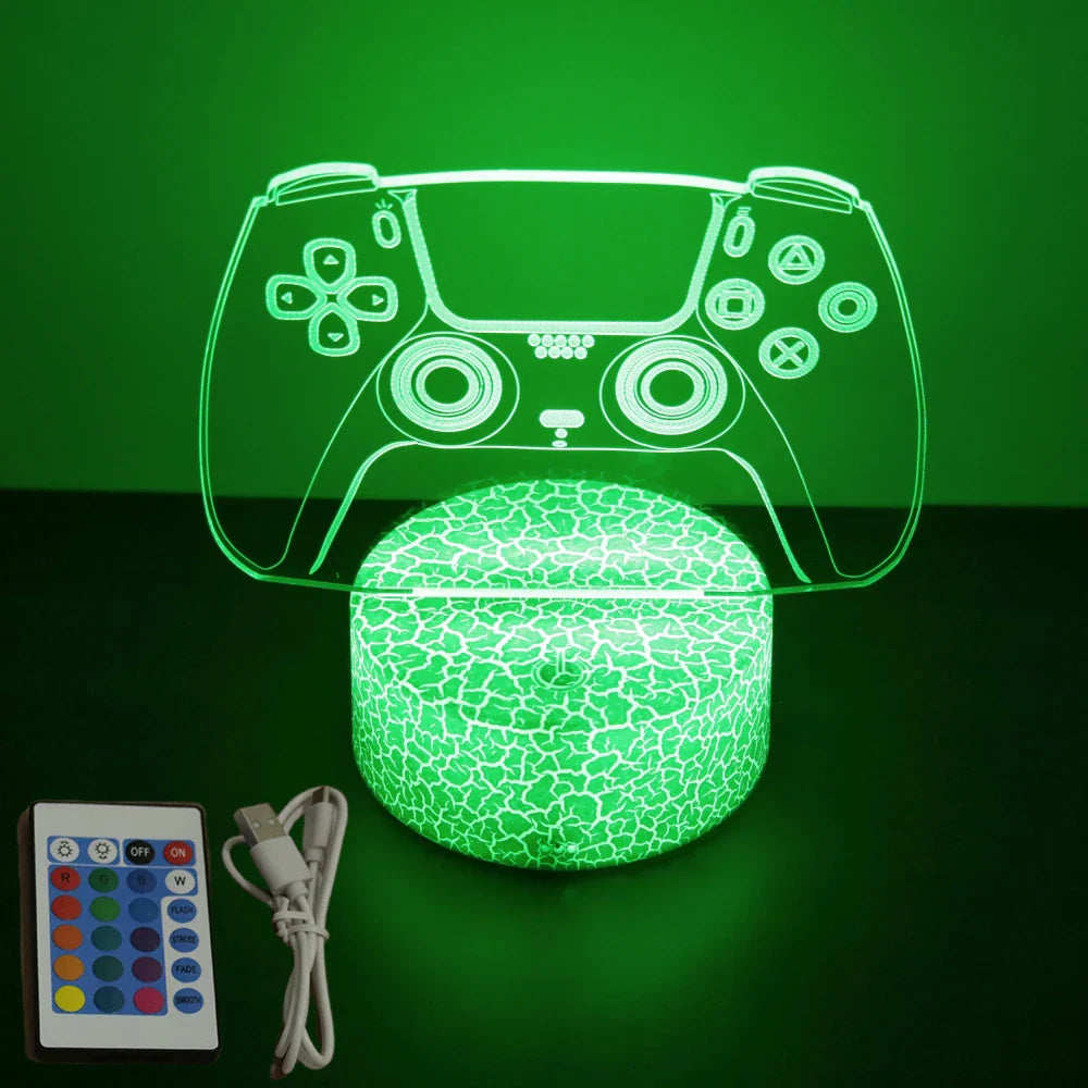Neon Gamer 3D LED Night Light RGB – Gaming Table Lamp for Kids, Bedroom & Gamer Room