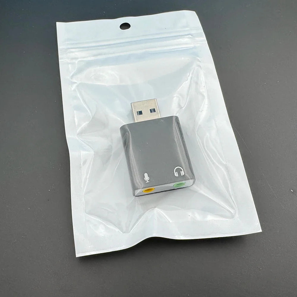 External USB Sound Card Adapter – USB to 3.5mm Headphone & Mic Converter, Virtual 7.1, Plug & Play