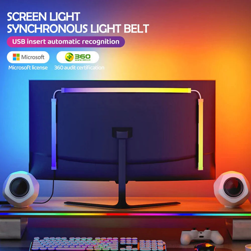 RGB Gaming LED Strip Backlight Smart App-Controlled Screen Sync Ambient Lighting for 24–34 in (61–86 cm) Monitors DIY Color Modes