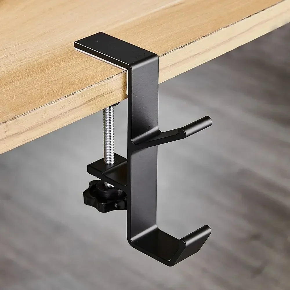 Multi-Functional Table-Side Headphone Hanger and Storage Rack, Universal Metal Headset Holder for Over-Ear & Gaming Headphones