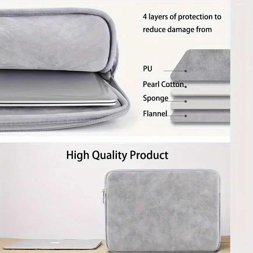 PU Leather Laptop Sleeve – Slim Protective Case for 11-inch/13-inch/14-inch/15-inch Laptops (28/33/36/38 cm)