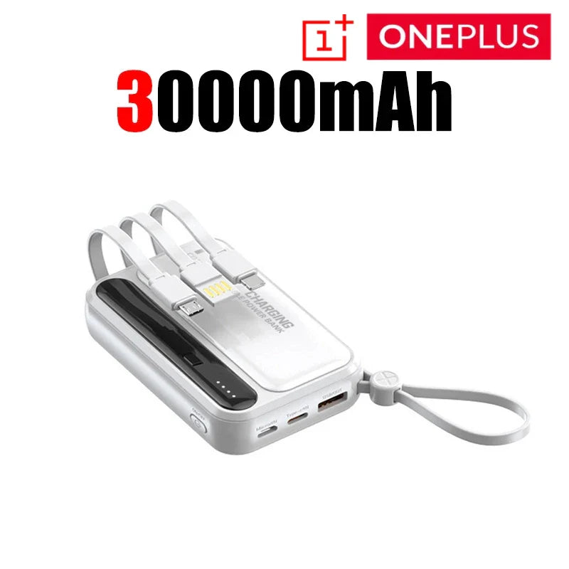 Mini Magnetic 10,000mAh Power Bank, Fast Charging Portable Charger with Built-In Cables, LED Display & Lanyard