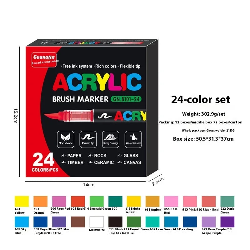 Acrylic Paint Pens Set - Multi-Tip Brush & Marker for Rock Painting, Stone & Ceramic Art (12 to 240 Colors)