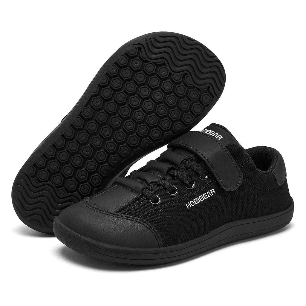 Kids Barefoot Wide Toe Minimalist Sneakers Unisex Lightweight Hook & Loop PU Leather & Textile Shoes