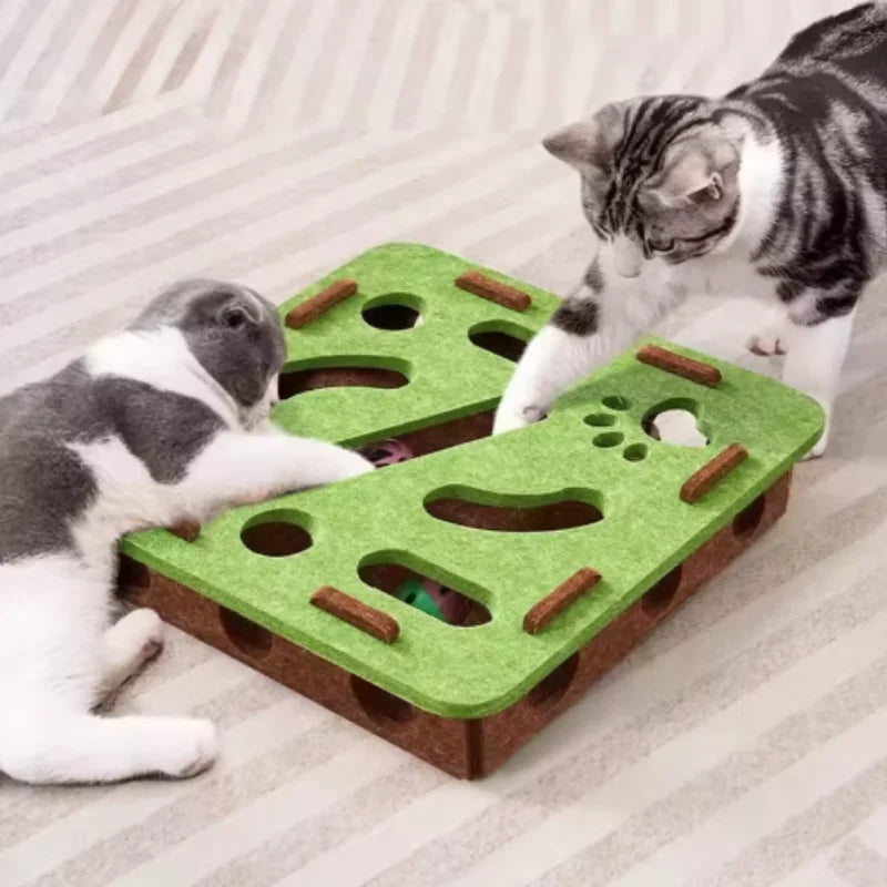 Interactive Cat Maze Toy with Bell Balls — Felt Tunnel Dig-Hole Puzzle for Kittens & Cats