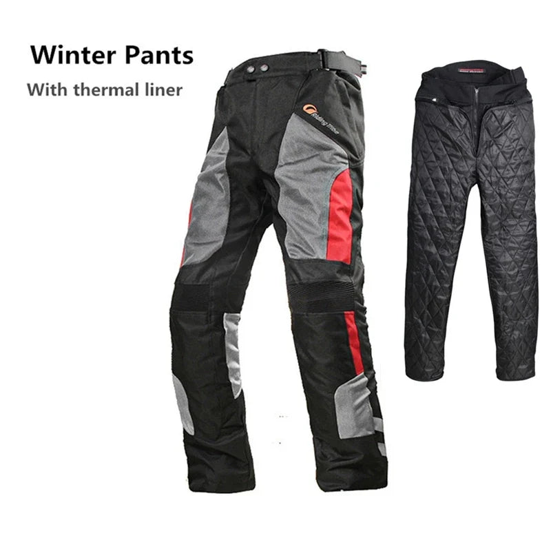 Men's Motorcycle Riding Pants – Breathable Summer & Insulated Winter Waterproof Motorbike Trousers with Removable Liner & Included Knee Pads
