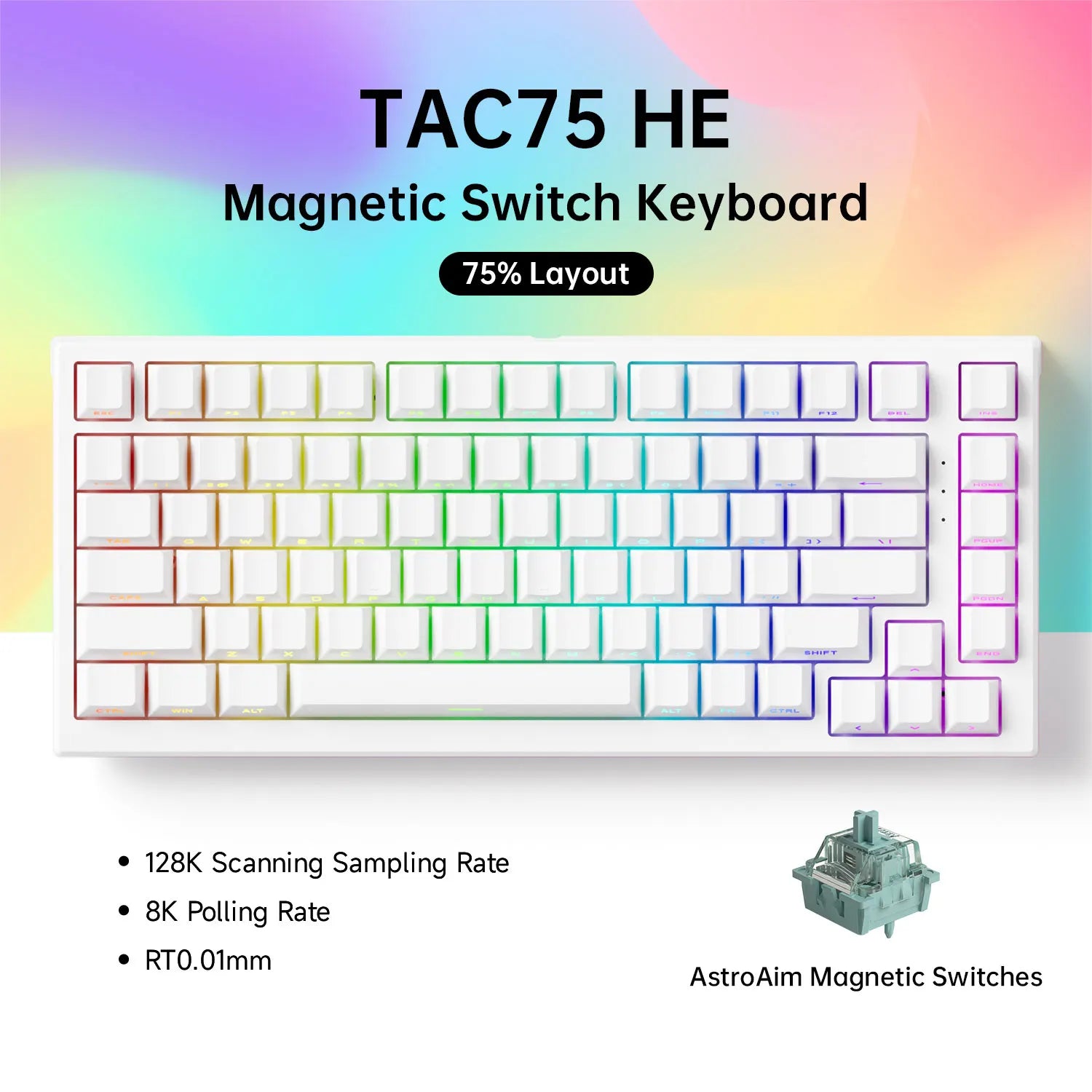 75% 83‑Key Magnetic Switch Hot‑Swap Mechanical Gaming Keyboard — 8K Polling, 0.005mm Rapid Trigger, RGB Wired