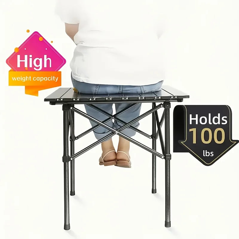 Portable Stainless Steel Folding Camping Table - Compact Thickened Outdoor BBQ Picnic Table