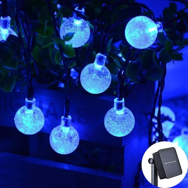 Solar Crystal Globe LED String Lights - IP65 Waterproof Solar Fairy Lights, 20/50/100 LED 5m/10m (16.4ft/32.8ft) for Garden, Patio & Party Decor