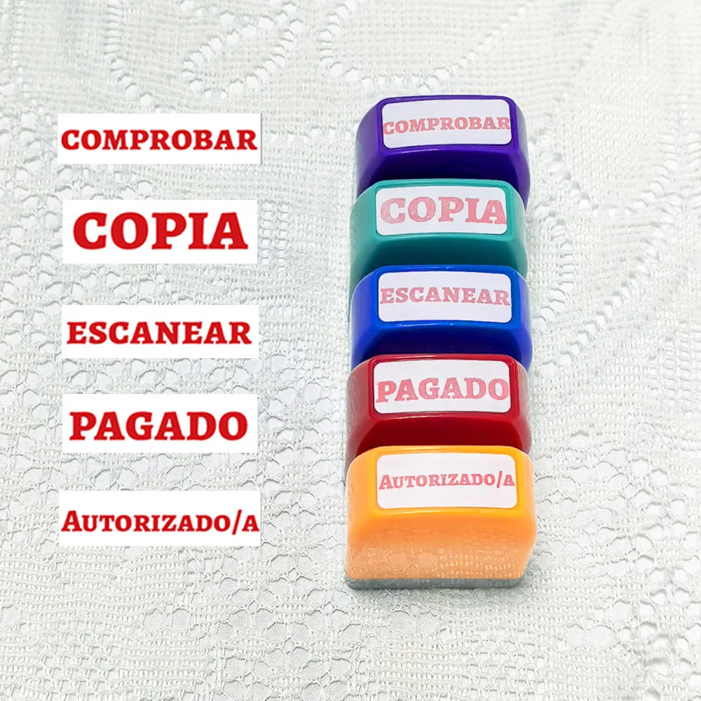 5-Pack Spanish Financial Approval Stamp Set - Office Accounting Stamps Aprobado Pagado Revisado Escaneado Copia