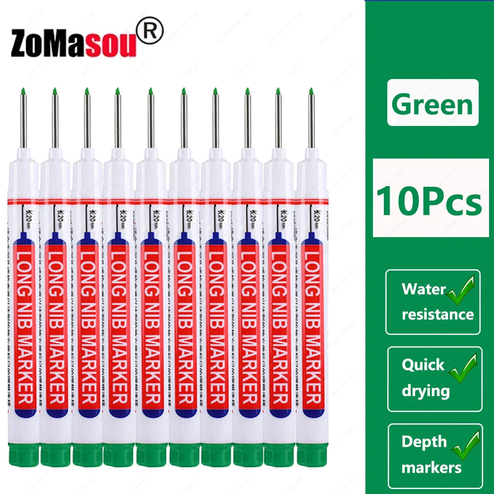 20mm Long-Head Deep Hole Marker Pens - Waterproof Fast-Dry Oil Markers for Wood, Metal & Glass (Red/Black/Blue/Green)