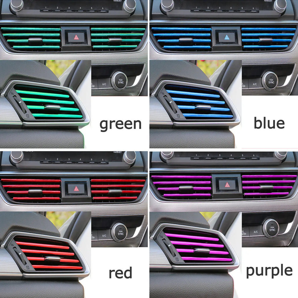 Universal 7.9 in (20 cm) U-Shaped Car Air Vent Trim Strips PVC Decorative Moulding 10-Pack