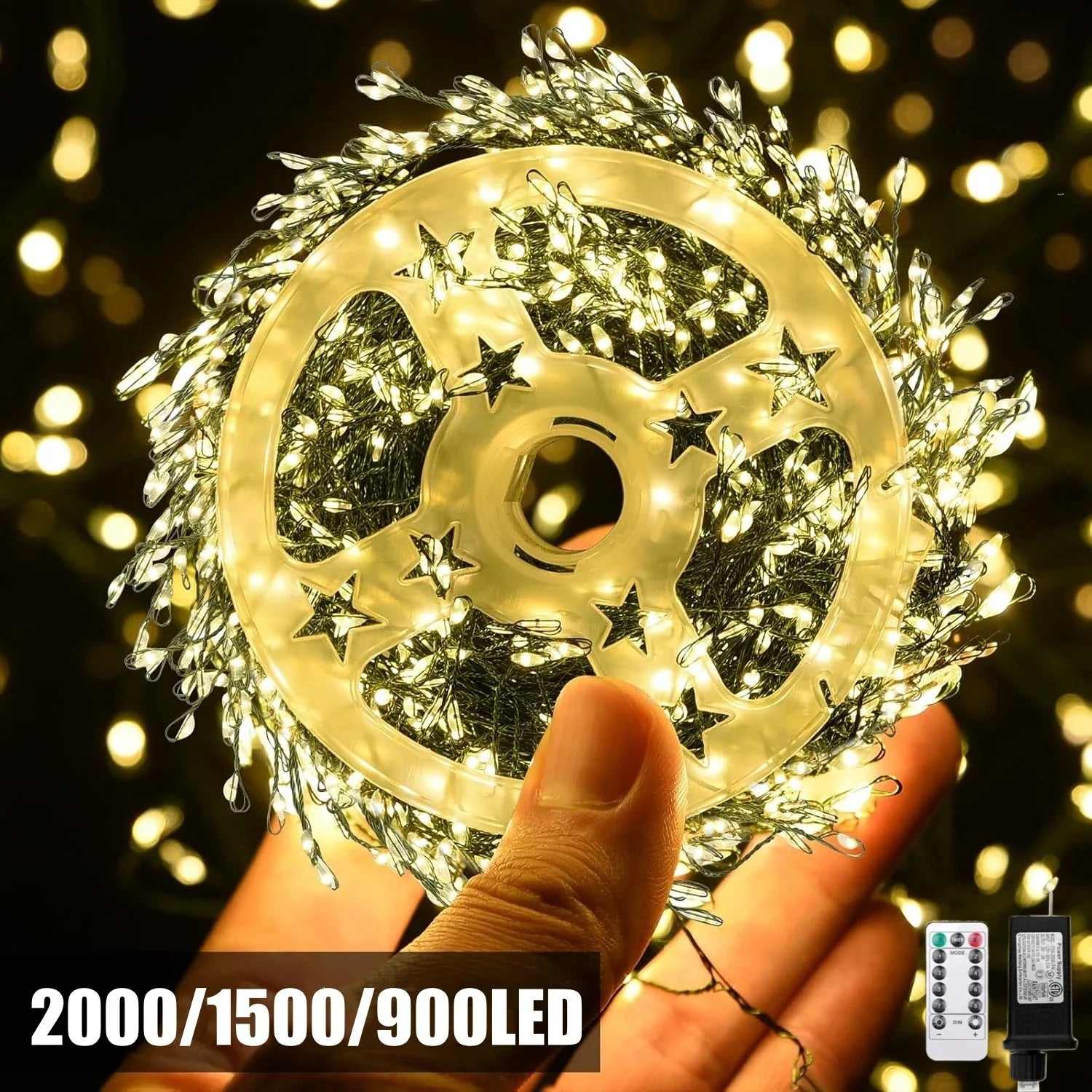 LED Firecracker String Lights – Remote Control 30/50/75M (900/1500/2000 LEDs) Copper Wire Fairy Lights with EU/US Plug, IP65 Waterproof for Wedding Halloween Christmas
