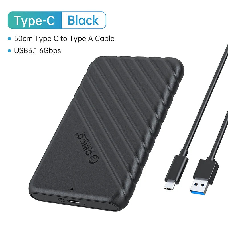 2.5-Inch SATA to USB 3.0 and Type-C External HDD Enclosure — Fits 7-9.5mm SSD/HDD, Up to 6TB, 5Gbps/6Gbps