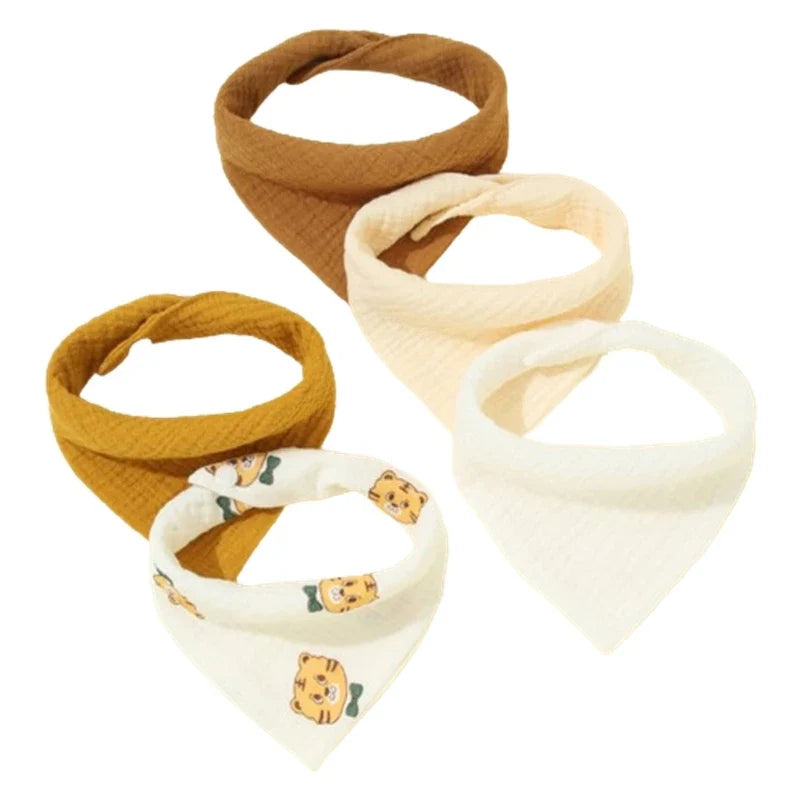 5-Pack Cotton Baby Drool Bibs Soft Absorbent Button Closure Unisex Newborn Infant Feeding Bibs