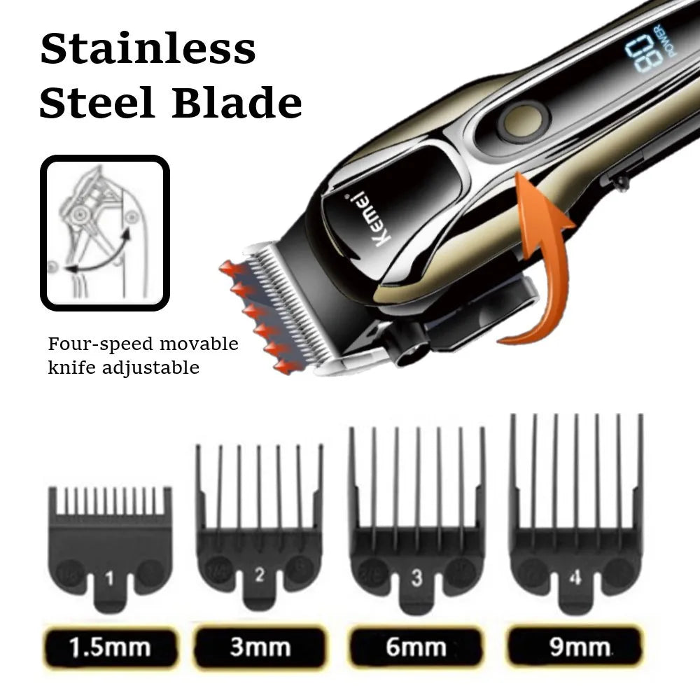 Cordless Electric Hair Trimmer – Professional Rechargeable Beard & Hair Clipper for Men