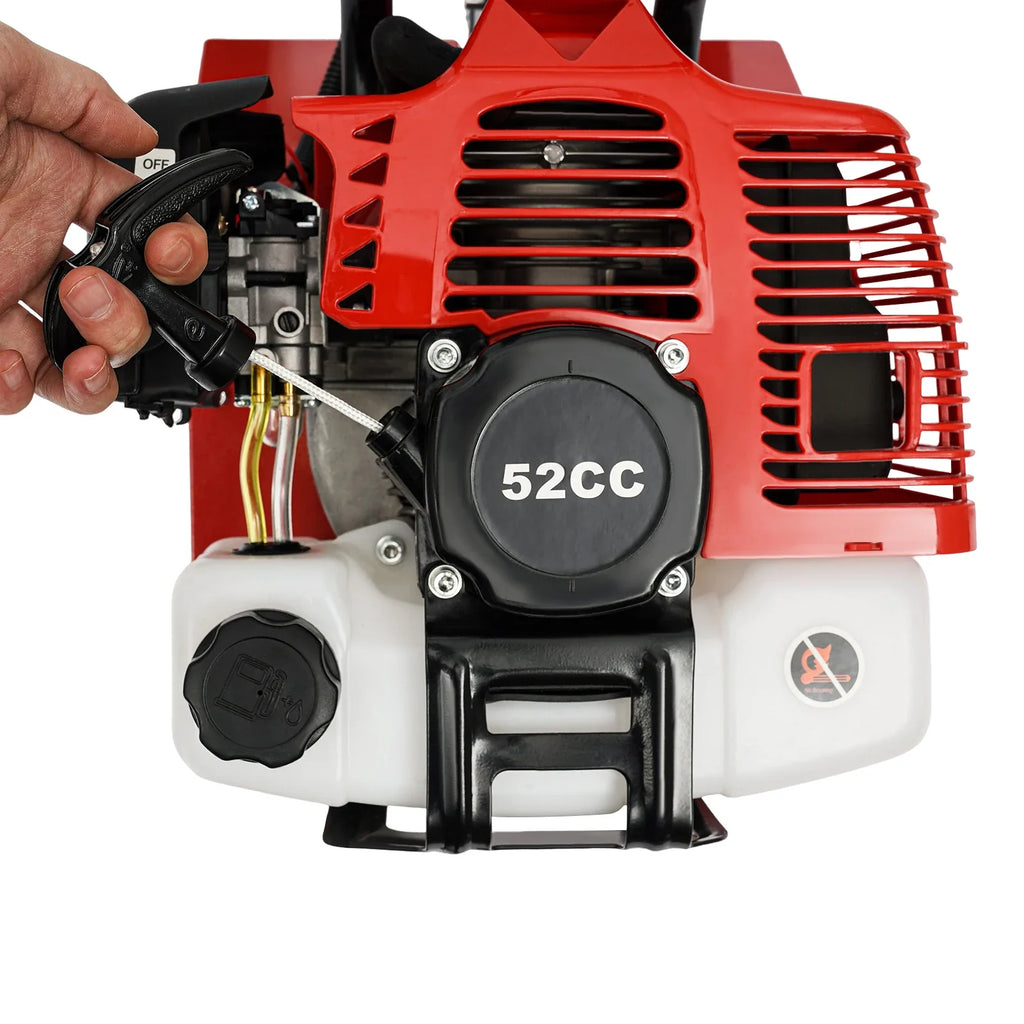 52CC 1700W Gasoline Garden Tiller 2-Stroke Air-Cooled Rotary Cultivator, 30cm (12in) Working Width, 3–12cm (1.2–4.7in) Depth