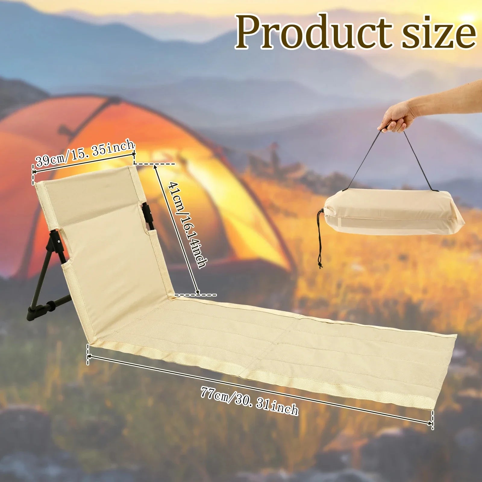 Foldable Oxford Cloth Camping Floor Chair – Portable Backrest for Beach, Picnic & Garden (Seat 15.9×16.1 in / 40.5×41 cm; Mat 31.1 in / 79 cm)