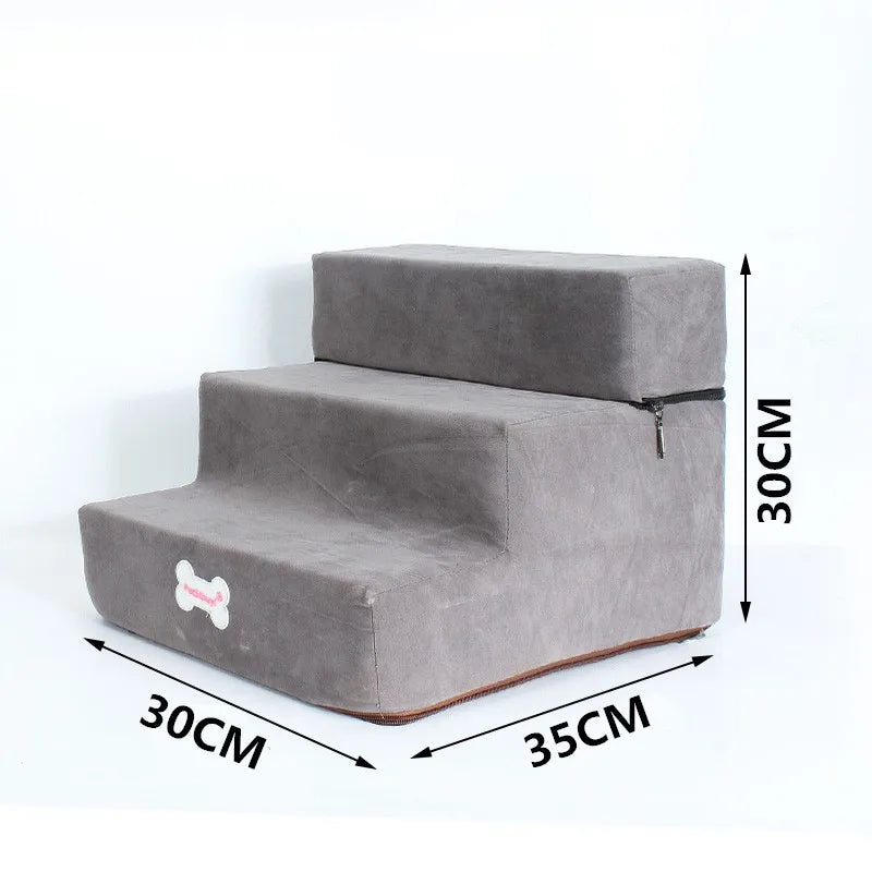 3-Step Pet Stairs for Small Dogs and Cats - Removable Washable Non-Slip Ramp Ladder
