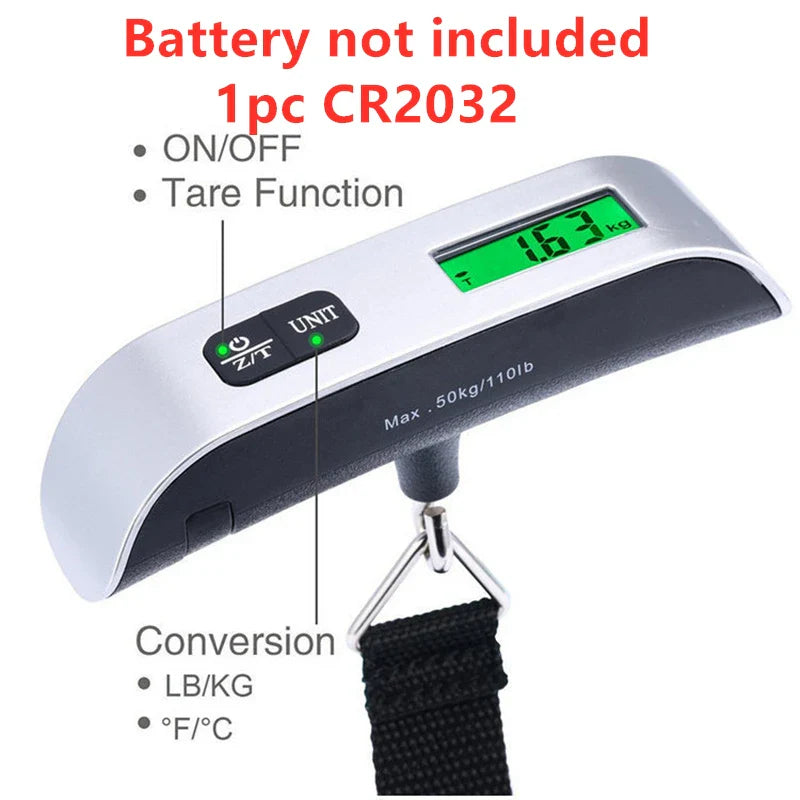 Portable Luggage Scale 110lb/50kg Digital LCD Hanging Travel Bag Scale with Backlight & Tare